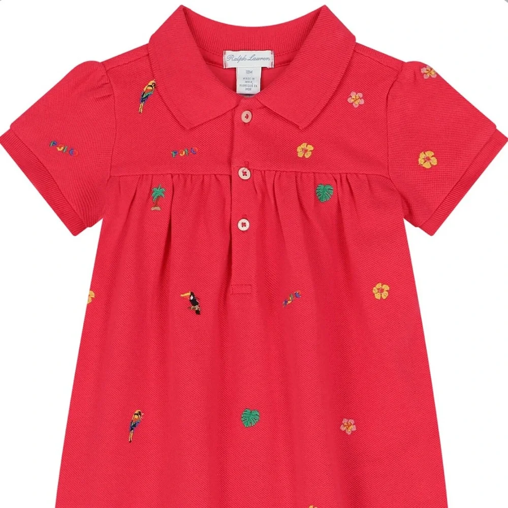Ralph Lauren Baby Girls Pink Polo Romper